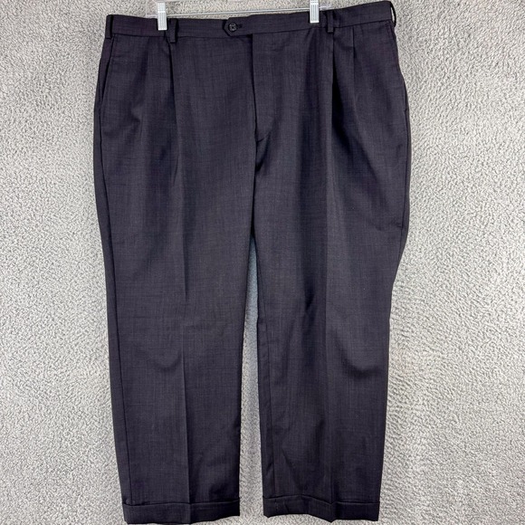 Jos. A. Bank Other - Jos A Bank Dress Pants Mens 44 Waist Gray Wool Pleated Front Cuffed Trousers